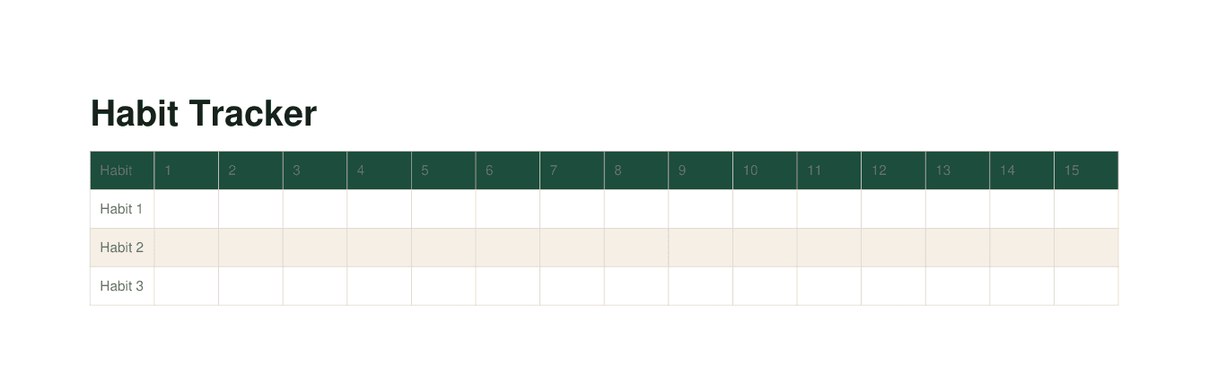 Habit tracker page from the included planner